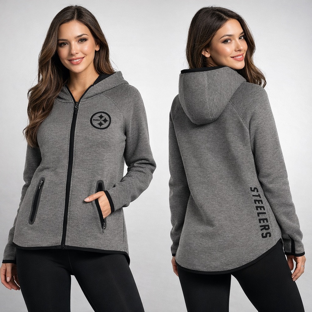 Touch by Alyssa Milano Gray Steelers Zip-Up Hoodie pre owned
